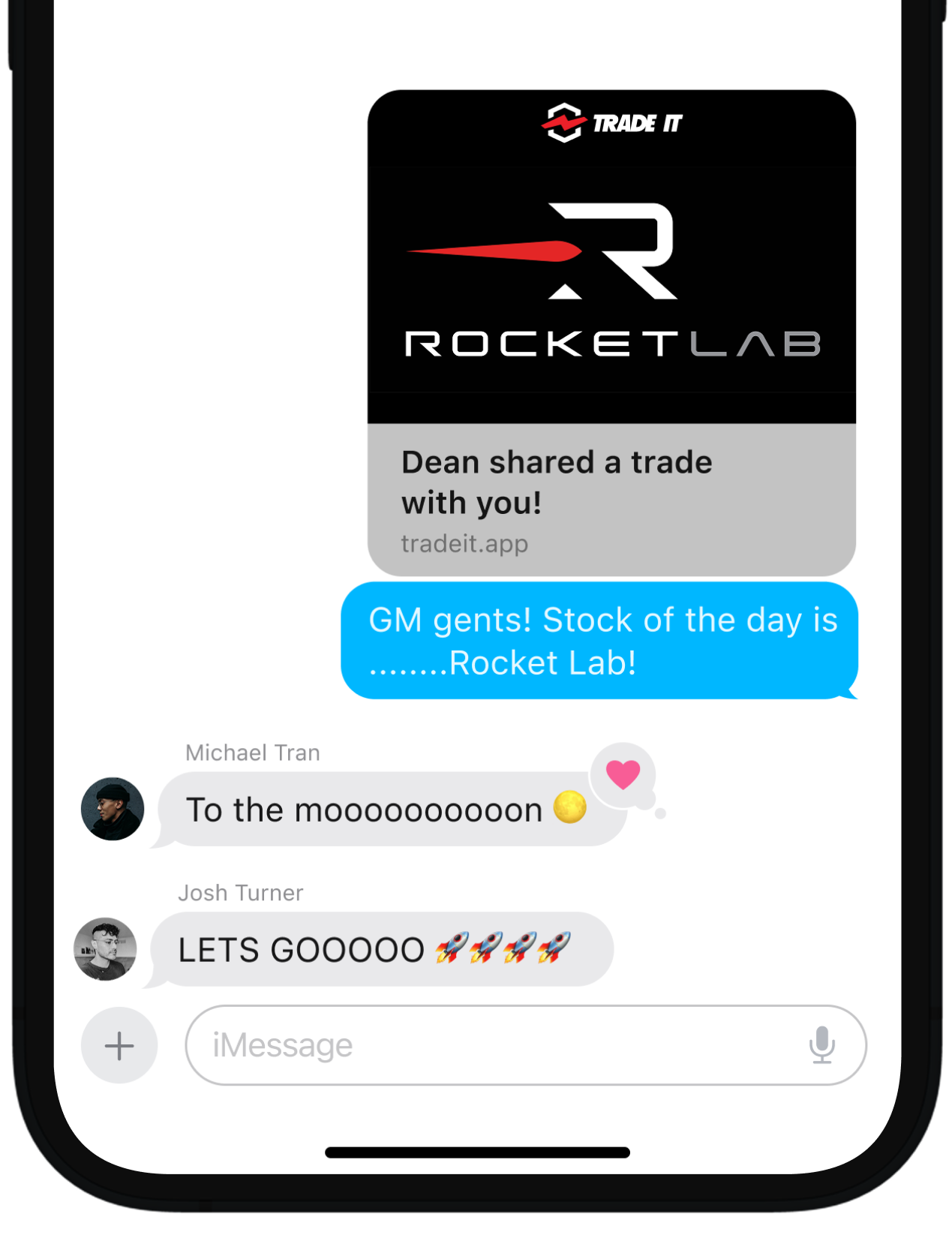 Share trades in group chat